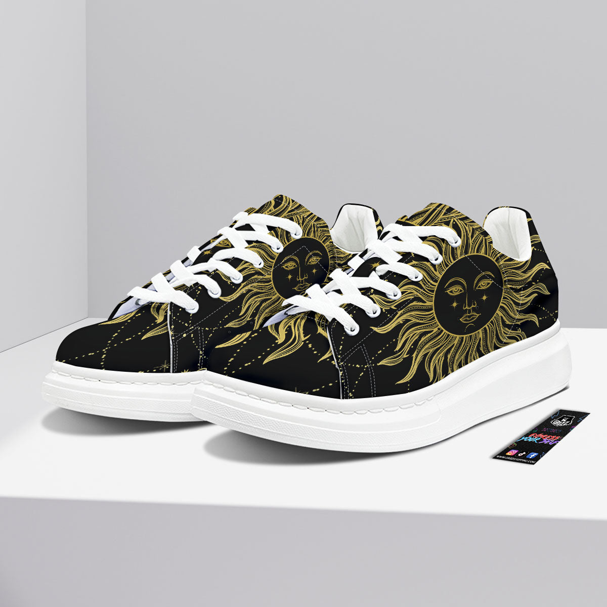 Sun Celestial Vintage Print Platform Shoes-grizzshop