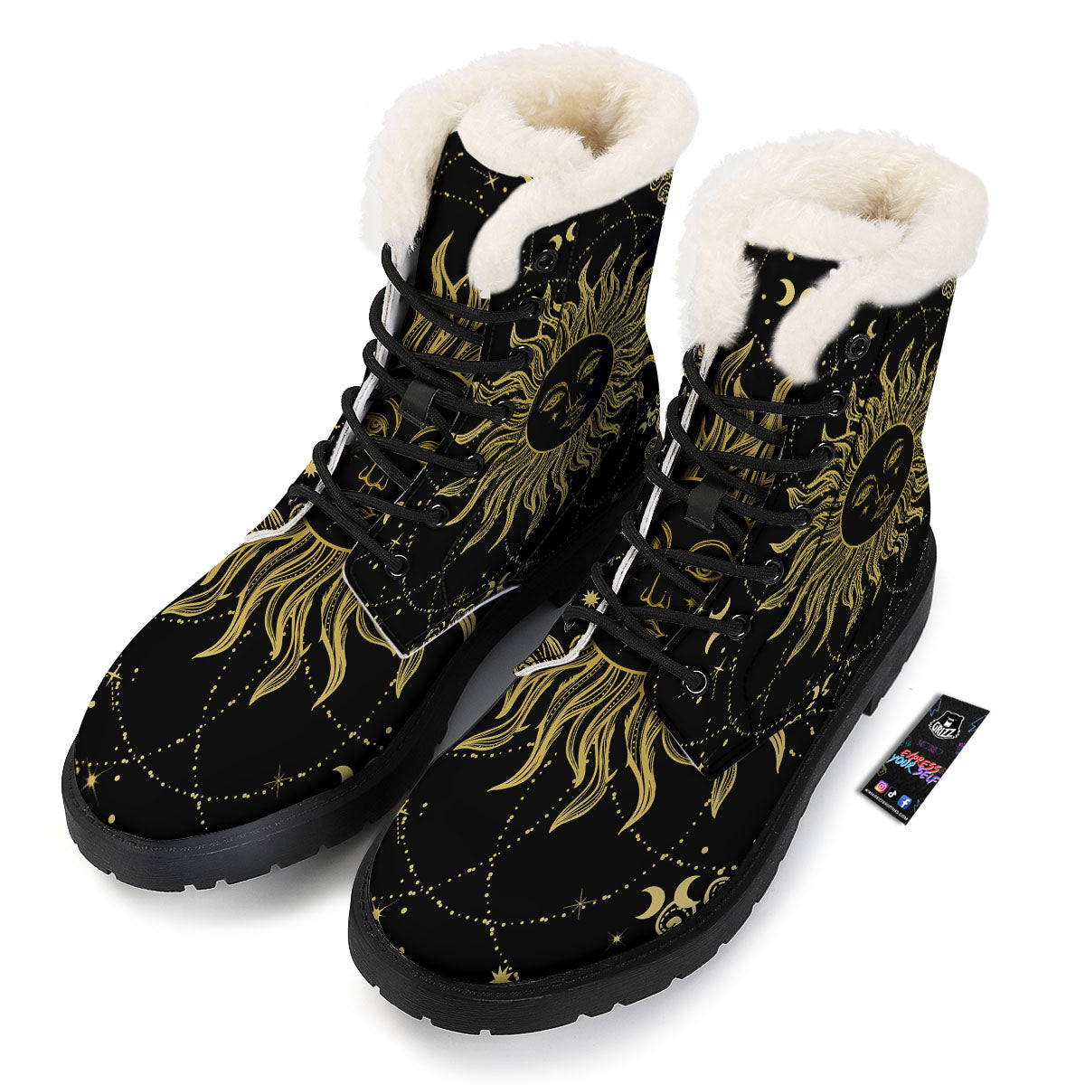 Sun Celestial Vintage Print Winter Boots-grizzshop