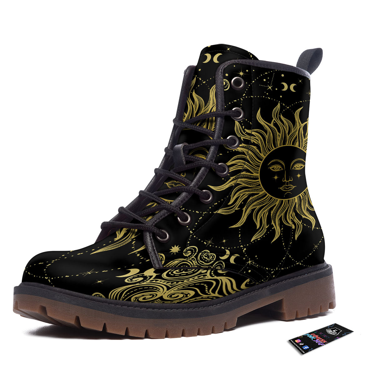 Sun Celestial Vintage Print Work Boots-grizzshop
