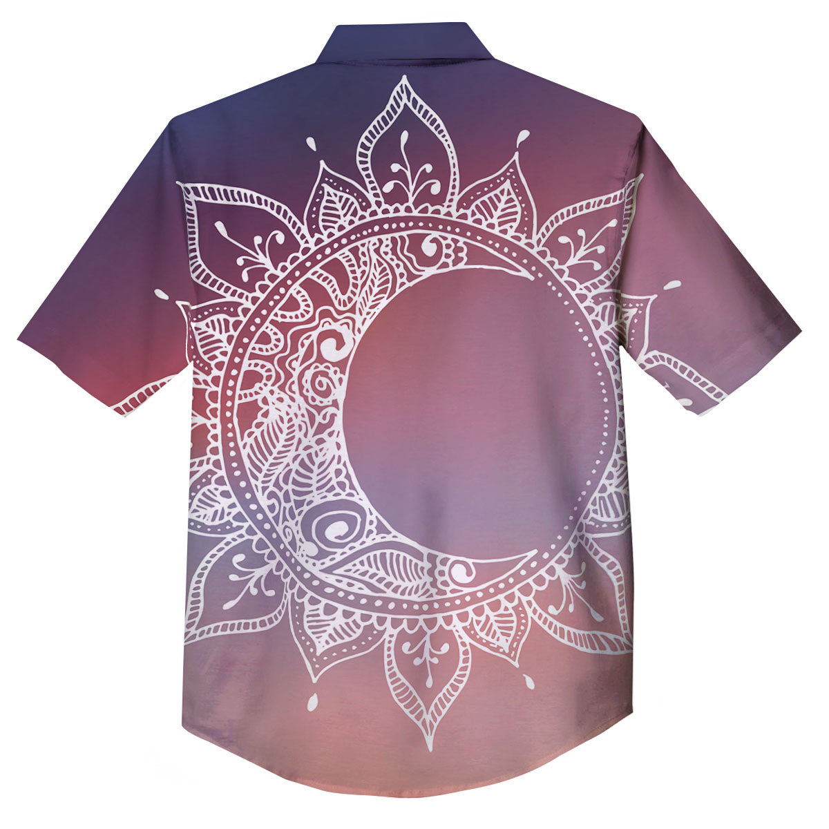 Sun Mandala Print Button Up Shirt-grizzshop