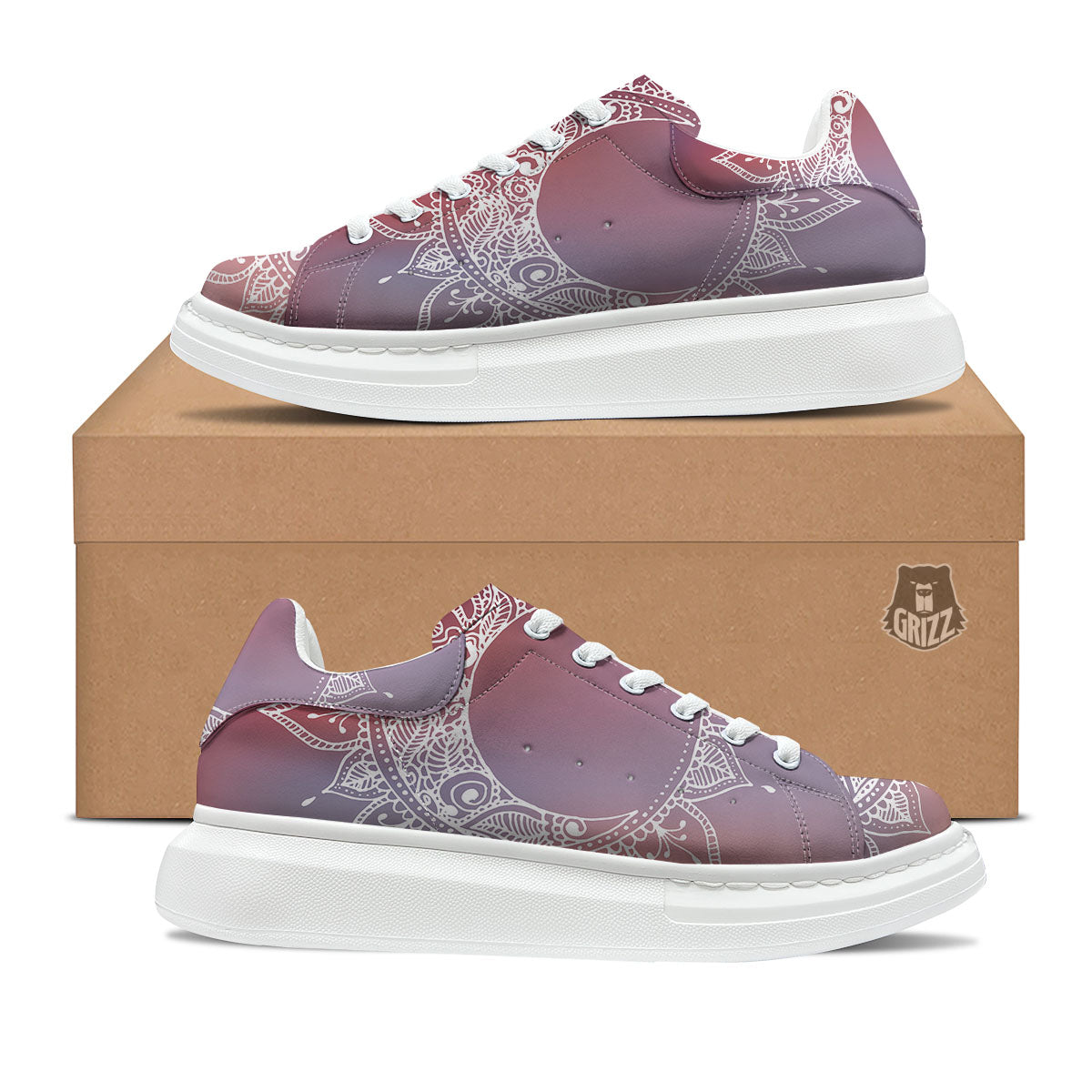 Sun Mandala Print Platform Shoes-grizzshop