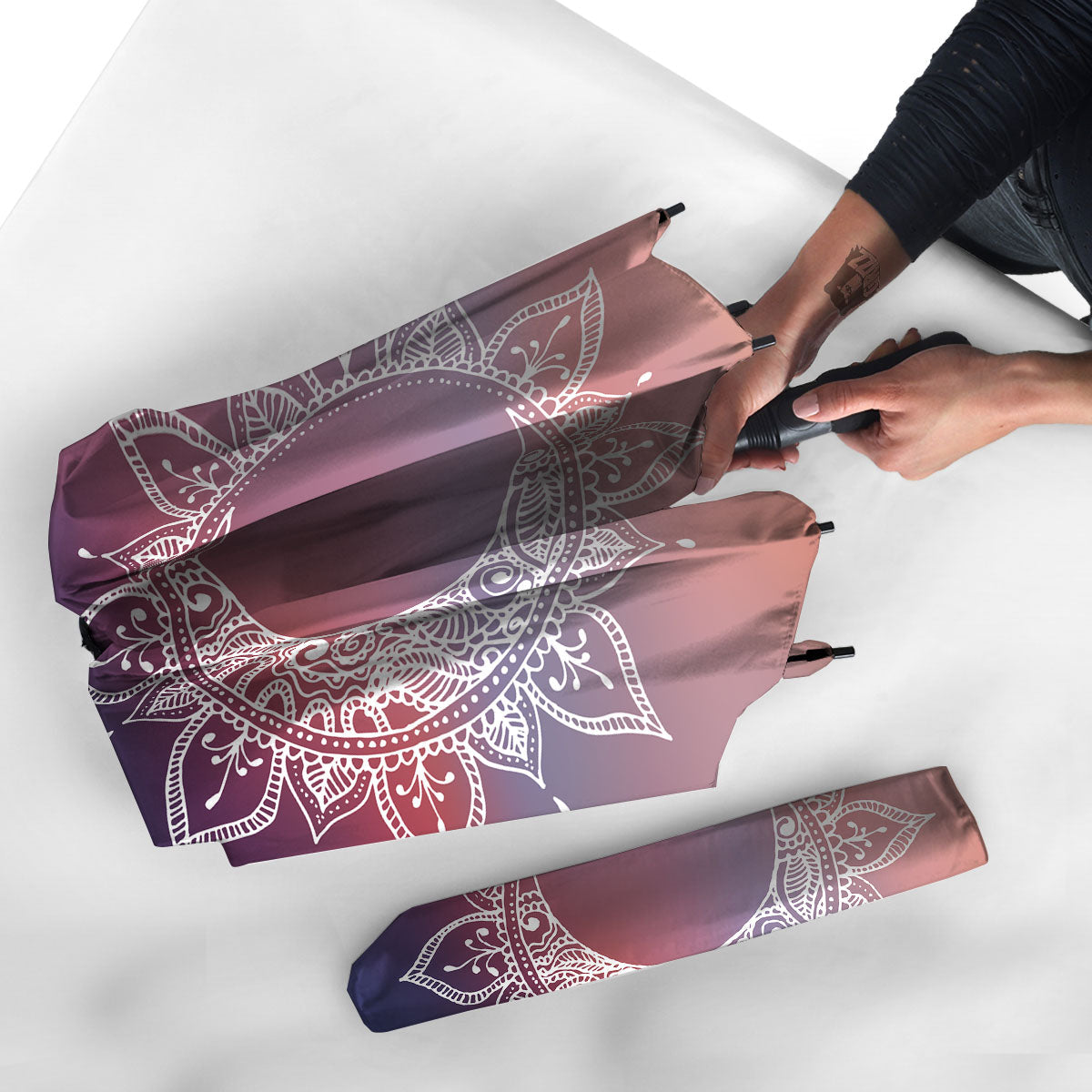 Sun Mandala Print Umbrella-grizzshop