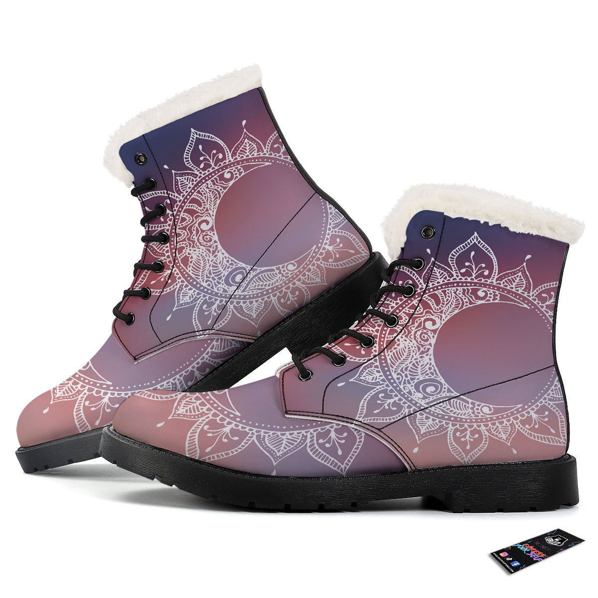 Sun Mandala Print Winter Boots-grizzshop