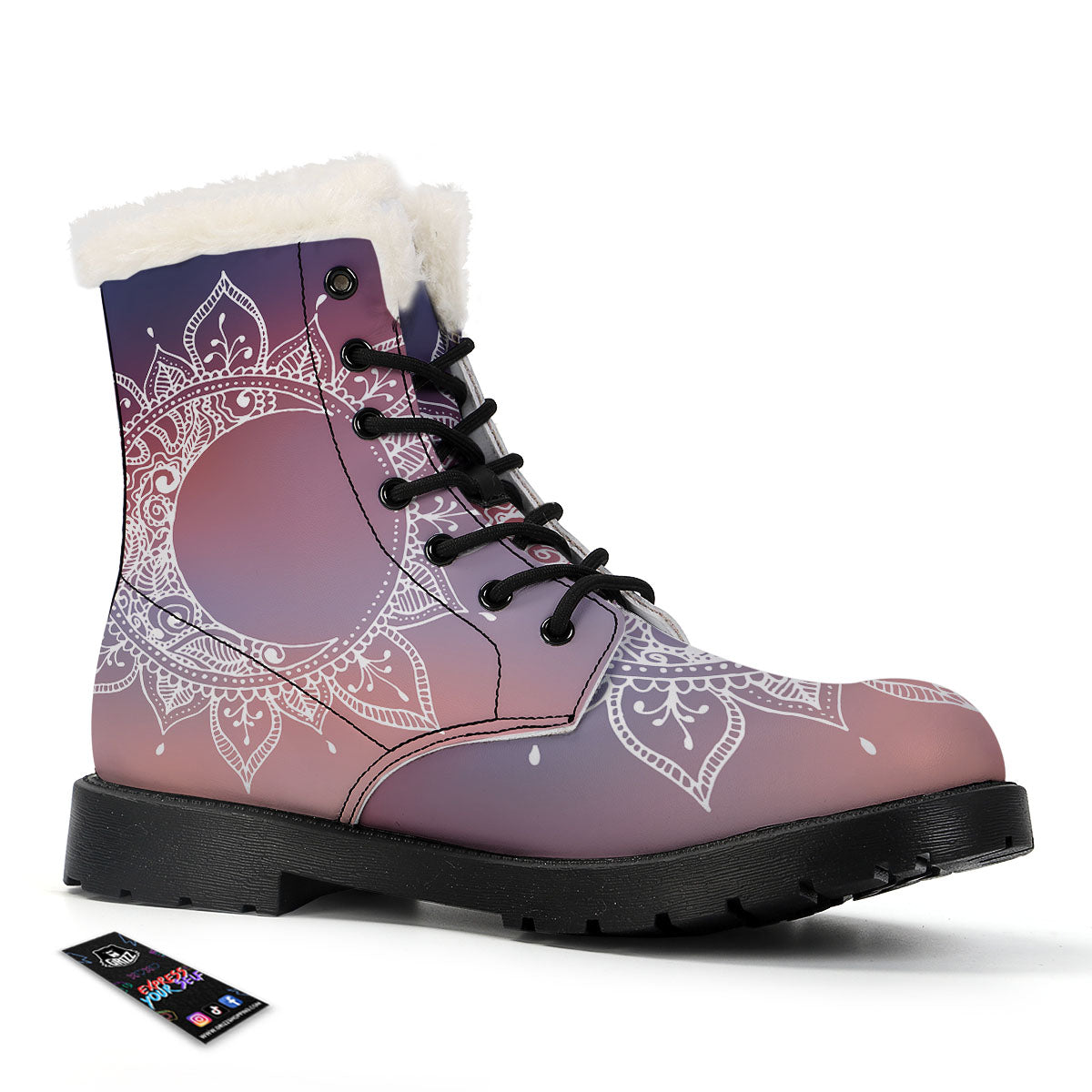 Sun Mandala Print Winter Boots-grizzshop