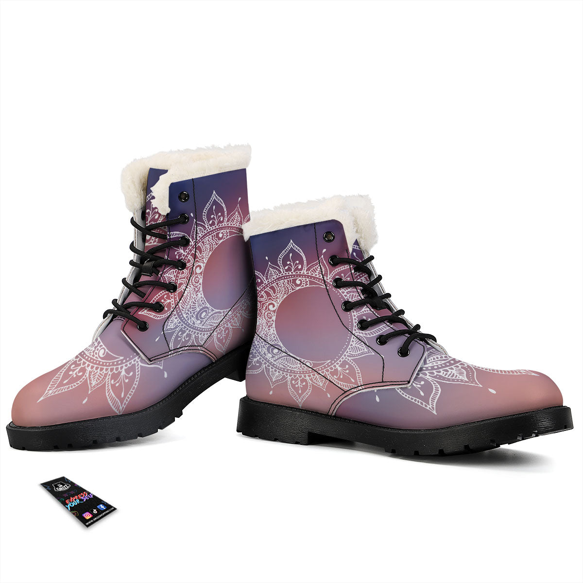 Sun Mandala Print Winter Boots-grizzshop