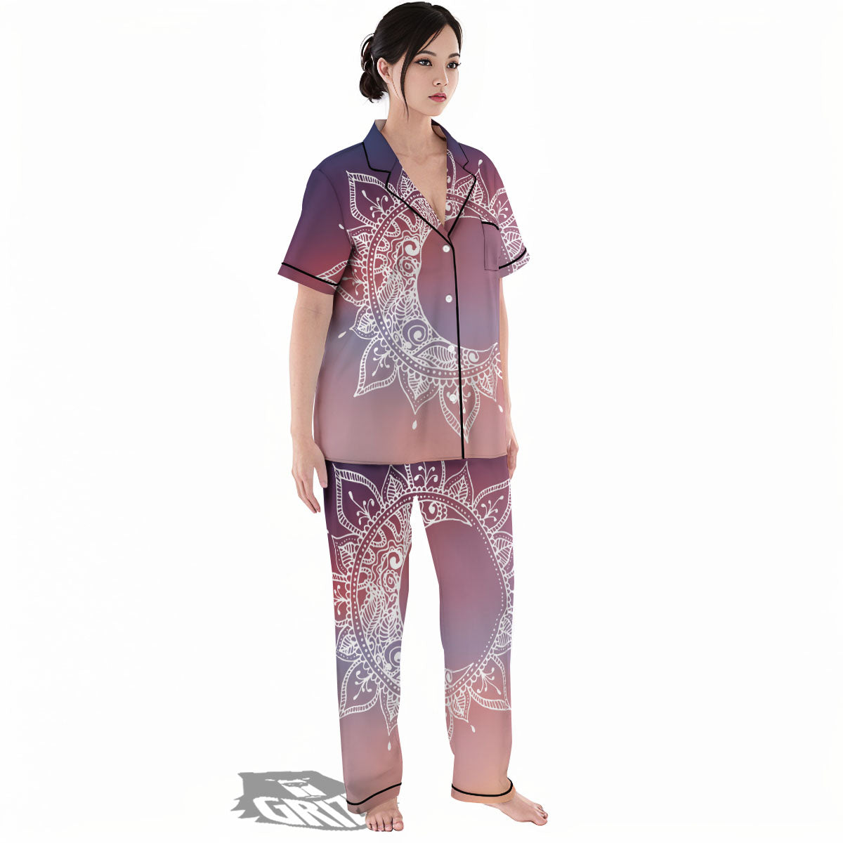 Sun Mandala Print Women's Pajamas Set-grizzshop