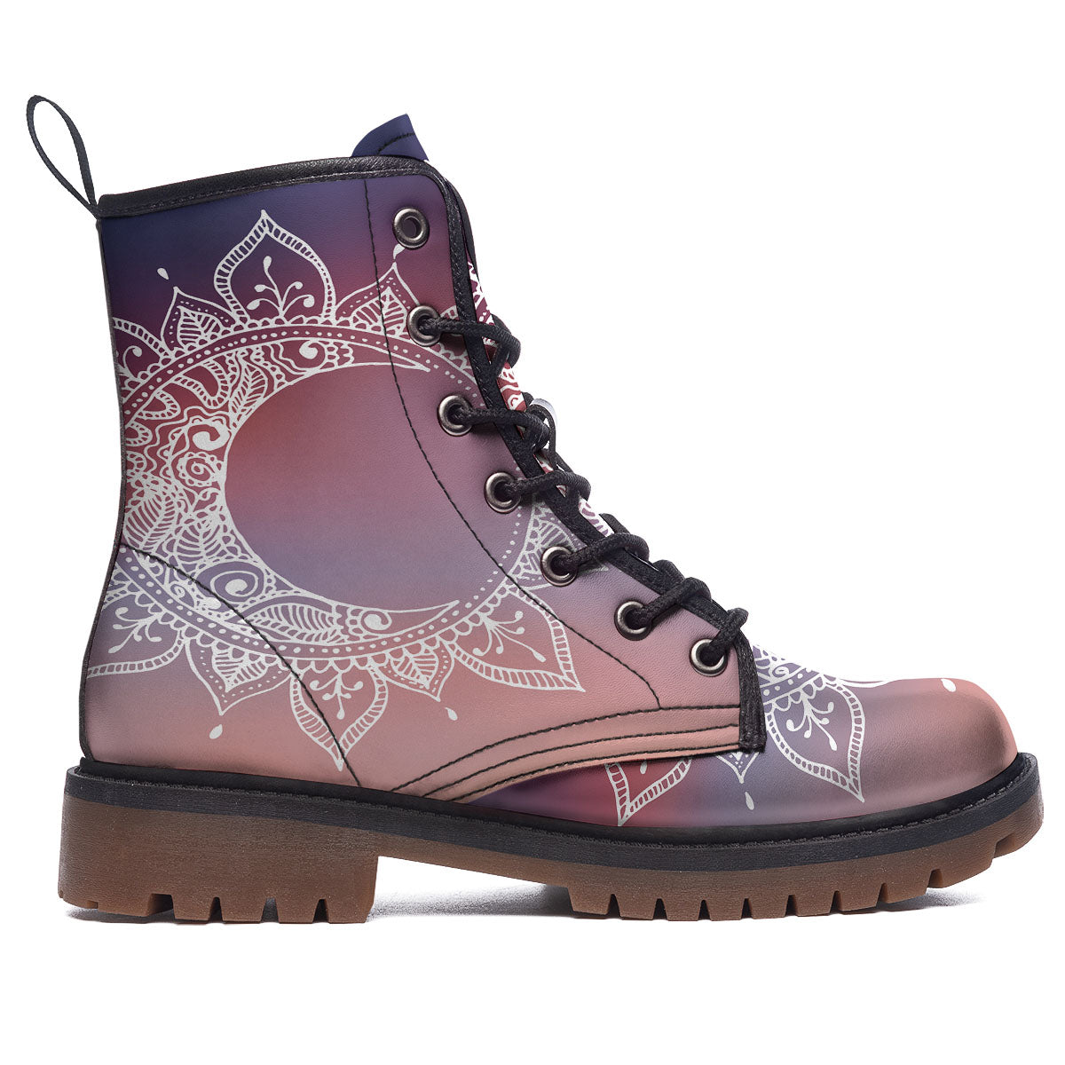 Sun Mandala Print Work Boots-grizzshop