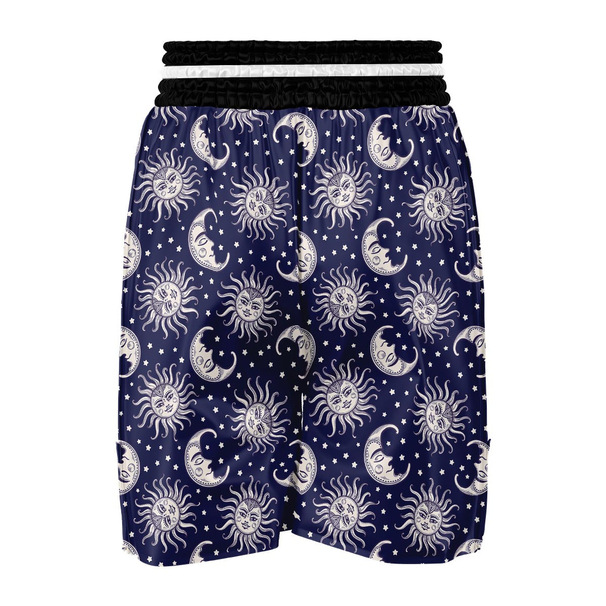 Sun Moon Pattern Print Boxing Shorts-grizzshop