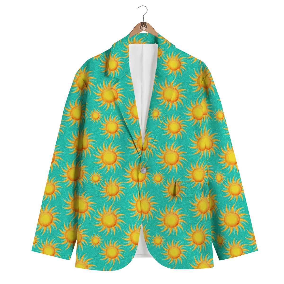 Sun Pattern Print Men's Blazer-grizzshop