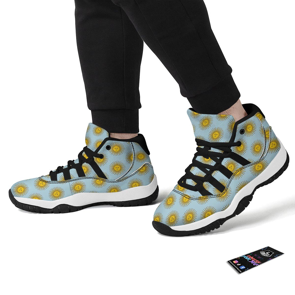 Sun Print Pattern Black Bball Shoes-grizzshop