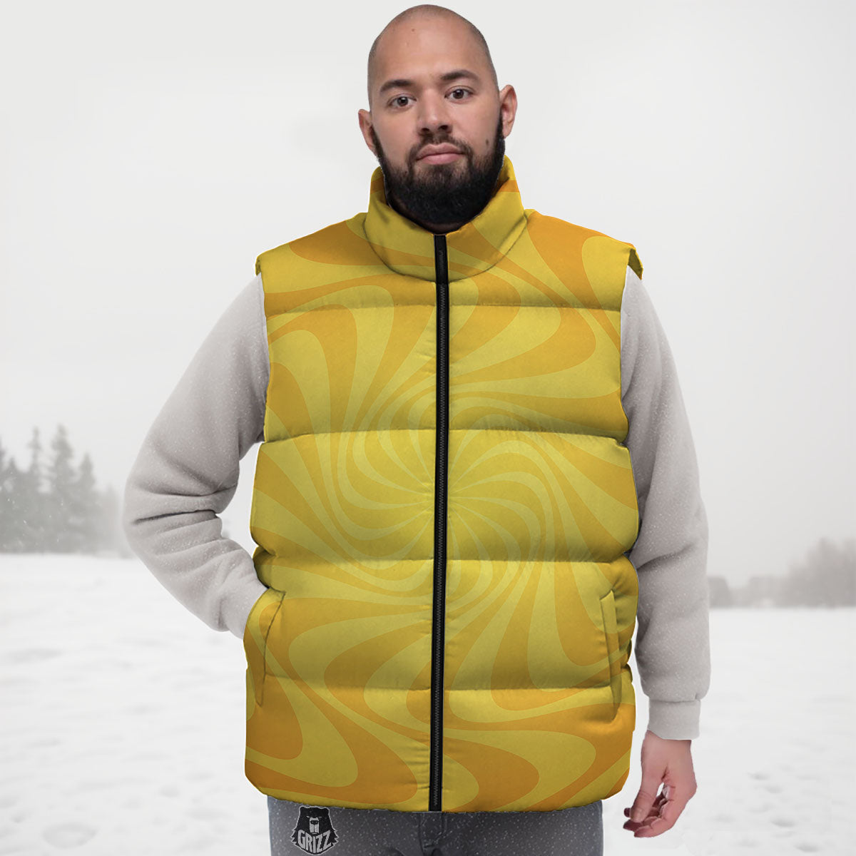 Sun Psychedelic Burning Print Down Vest-grizzshop