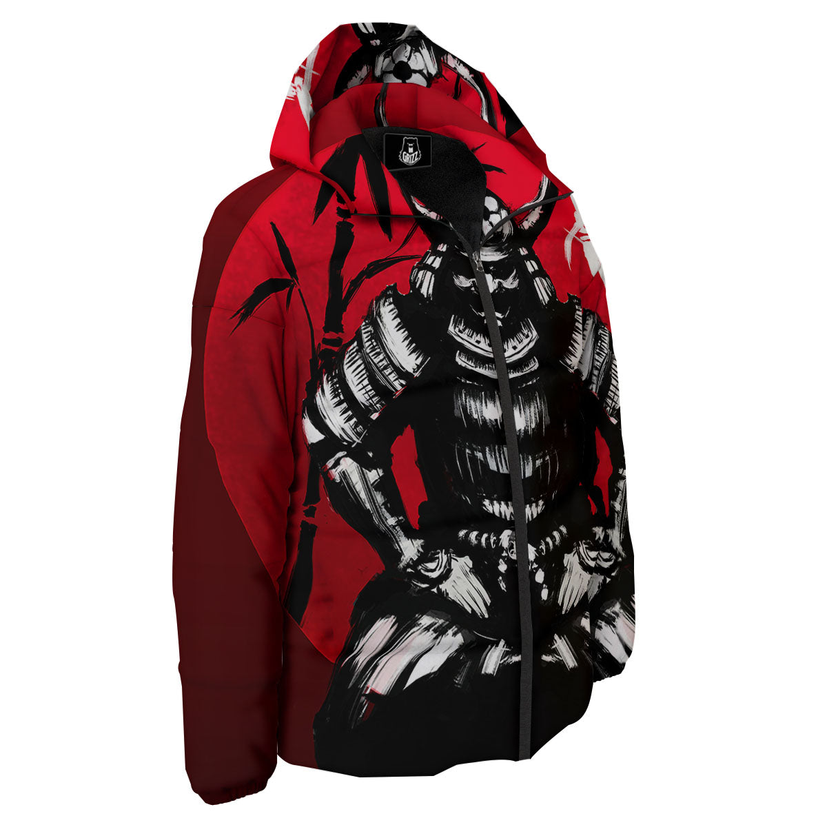 Sun Samurai Red Rising Print Down Jacket-grizzshop