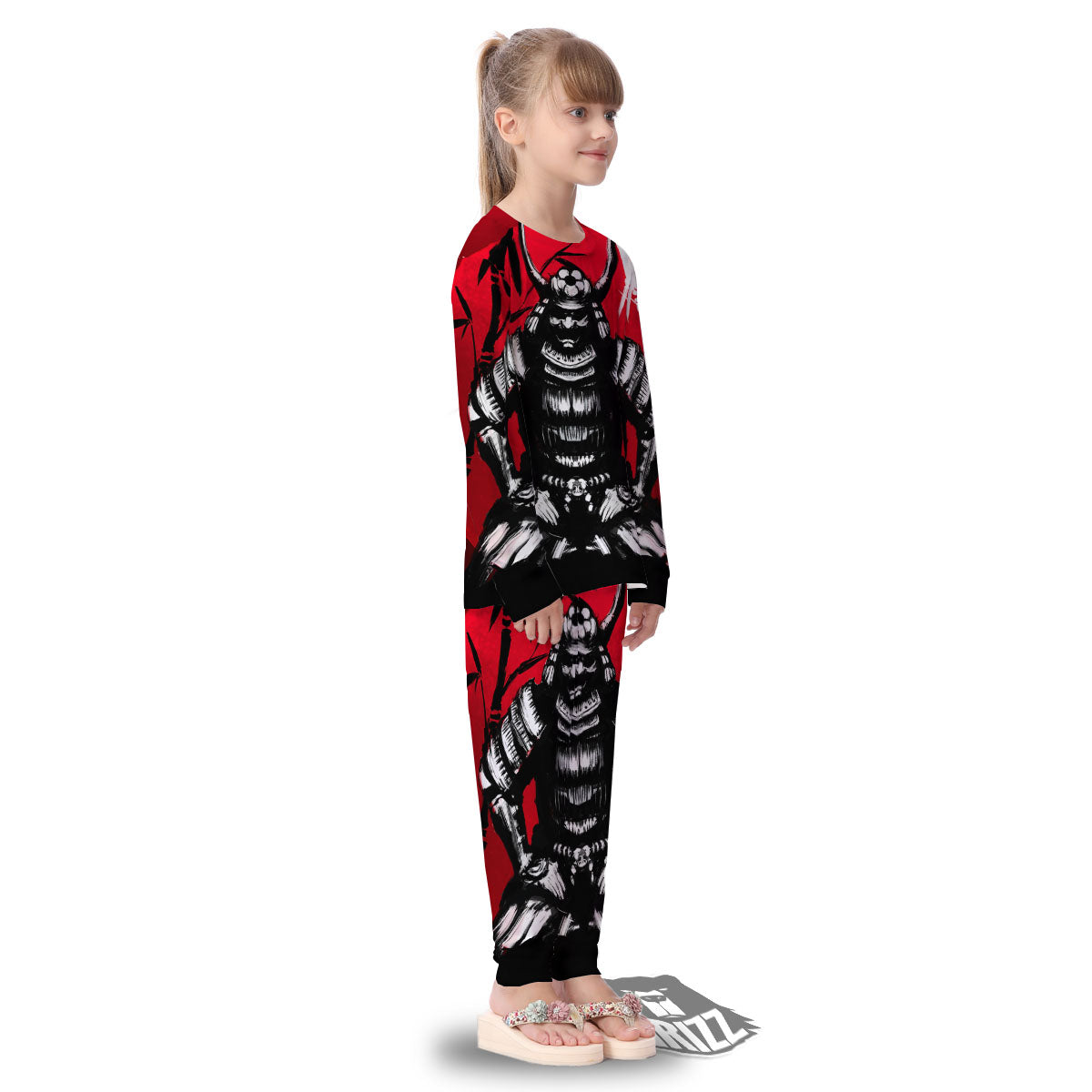 Sun Samurai Red Rising Print Kid's Pajamas-grizzshop
