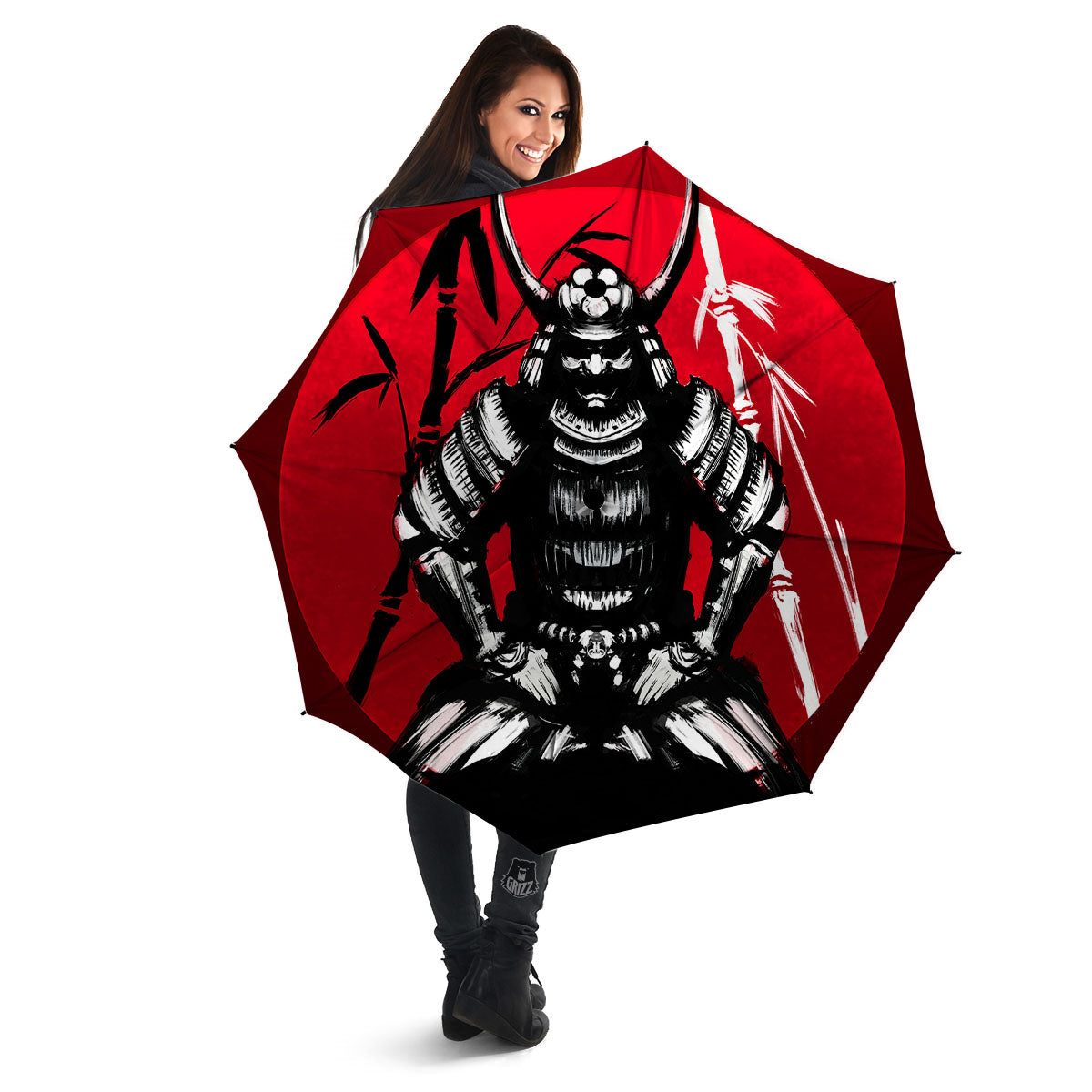 Sun Samurai Red Rising Print Umbrella-grizzshop