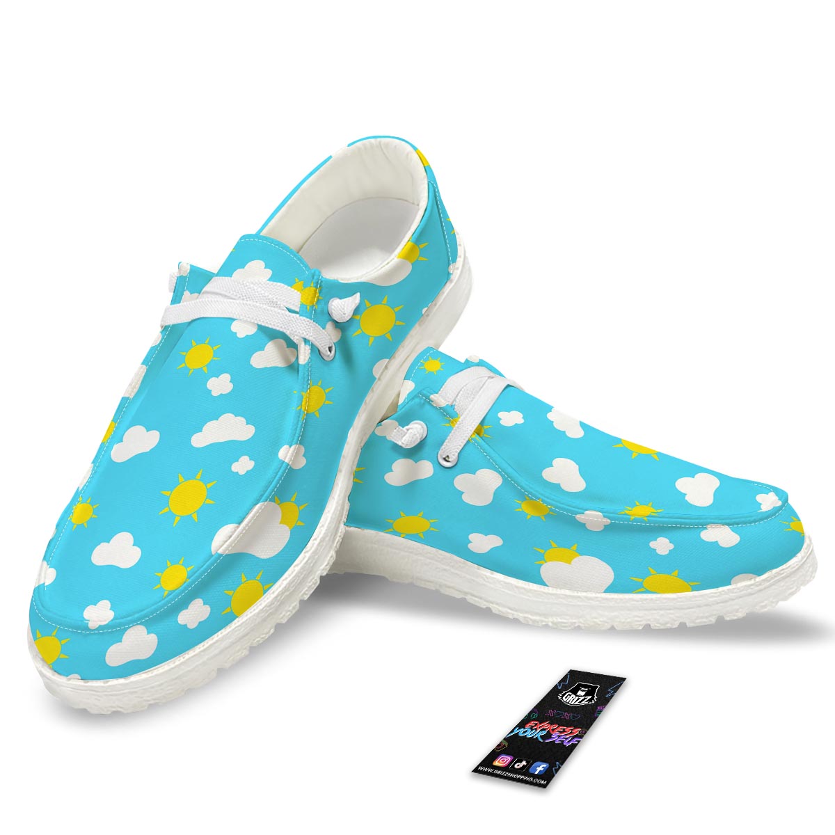 Sun Shiny Print Pattern Black Loafers-grizzshop