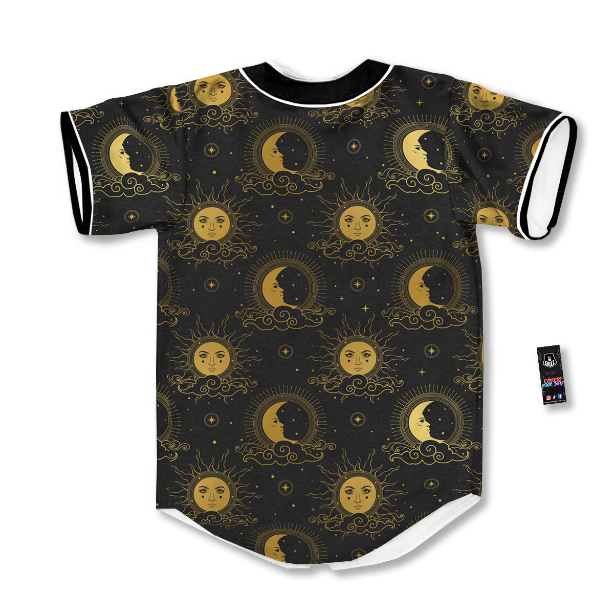 Sun Vintage Print Pattern Baseball Jersey-grizzshop
