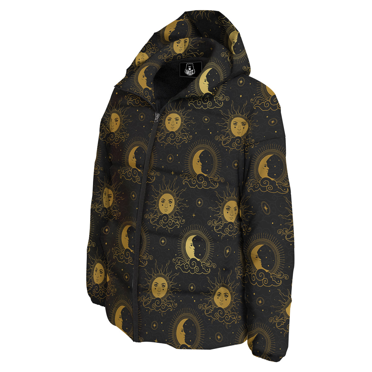 Sun Vintage Print Pattern Down Jacket-grizzshop