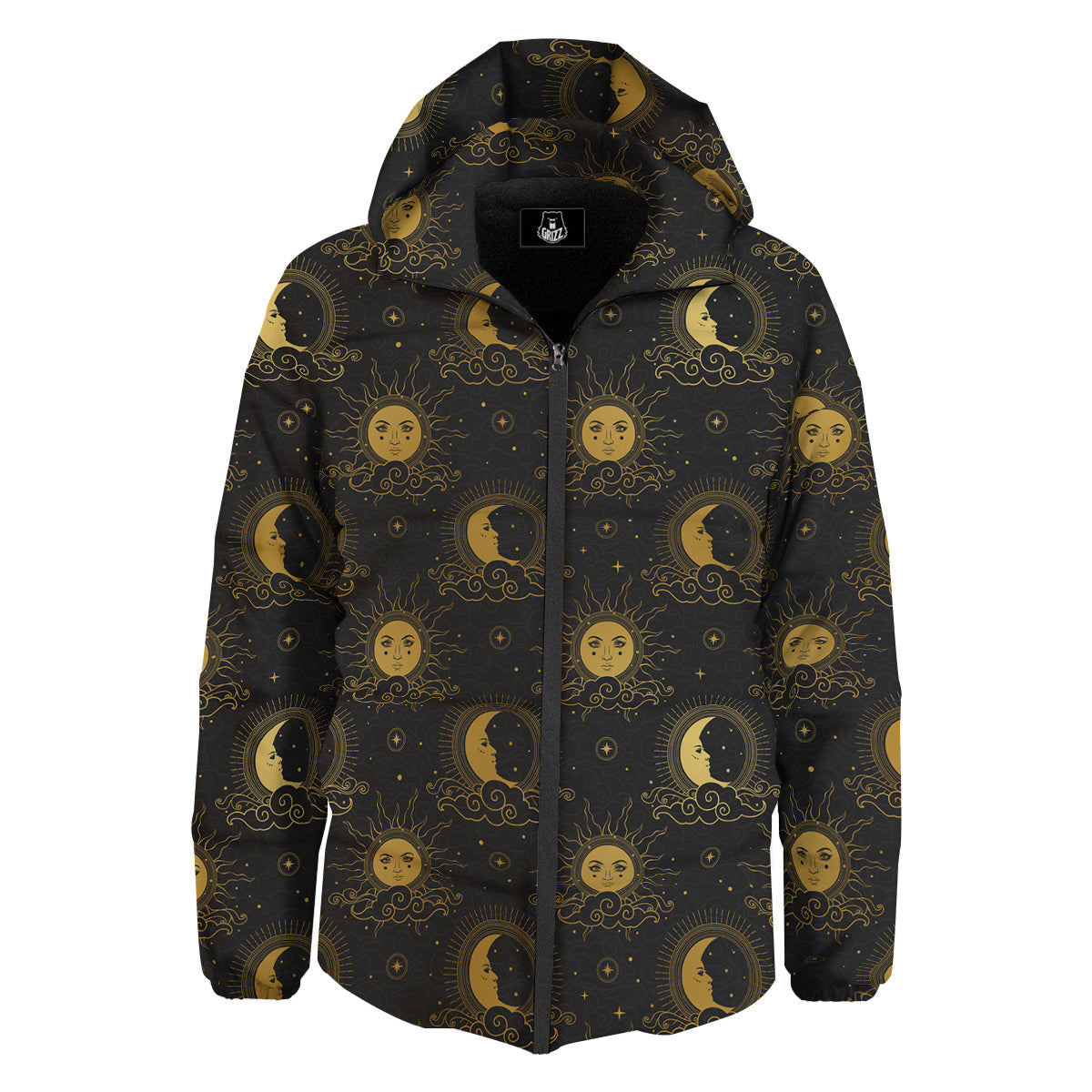 Sun Vintage Print Pattern Down Jacket-grizzshop