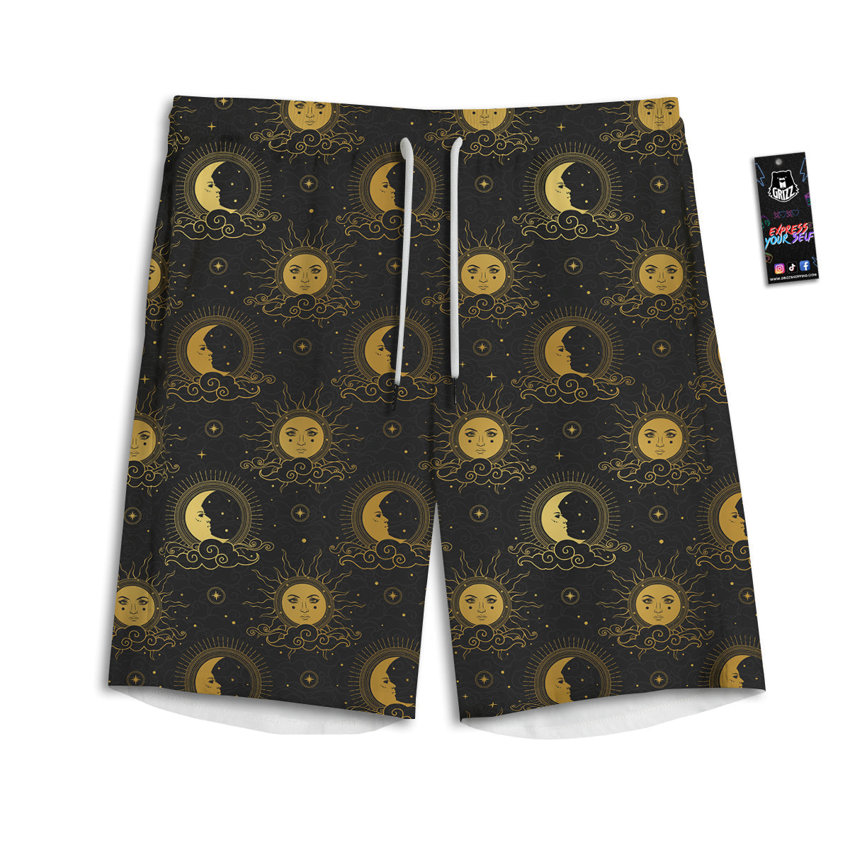 Sun Vintage Print Pattern Men's Athletic Shorts