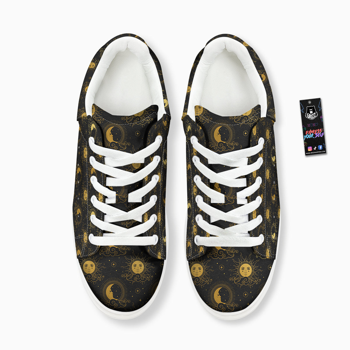 Sun Vintage Print Pattern Platform Shoes-grizzshop