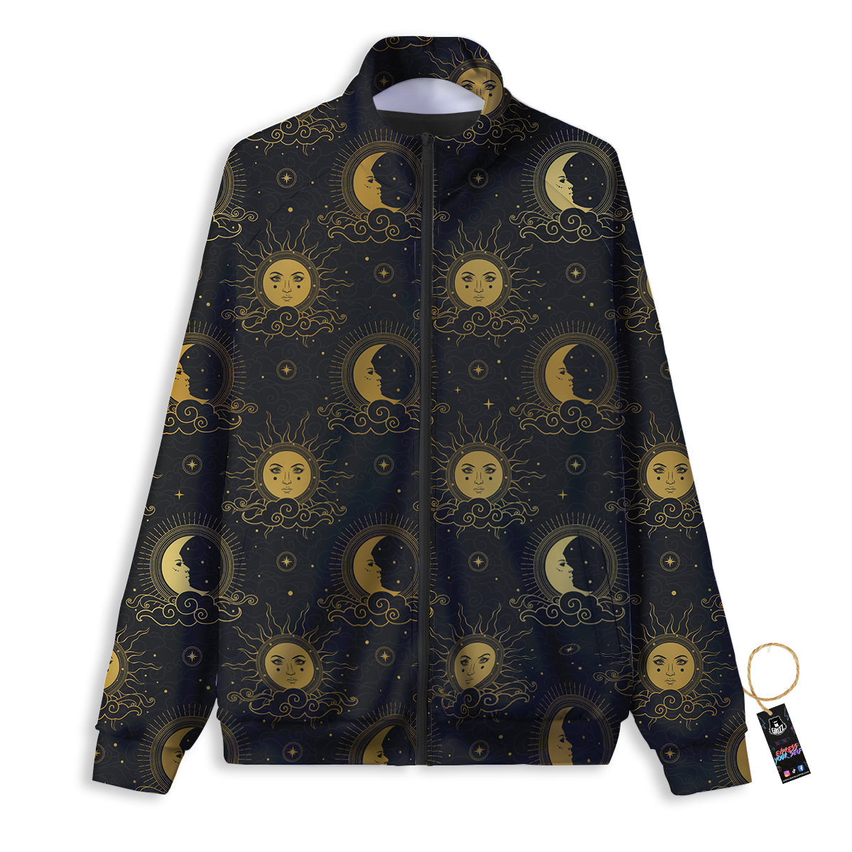 Sun Vintage Print Pattern Track Jacket-grizzshop