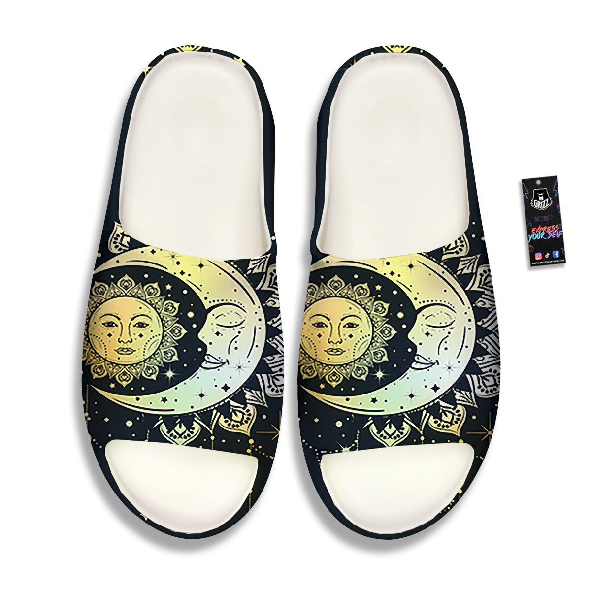 Sun And Bohemian Moon Print Sandals-grizzshop