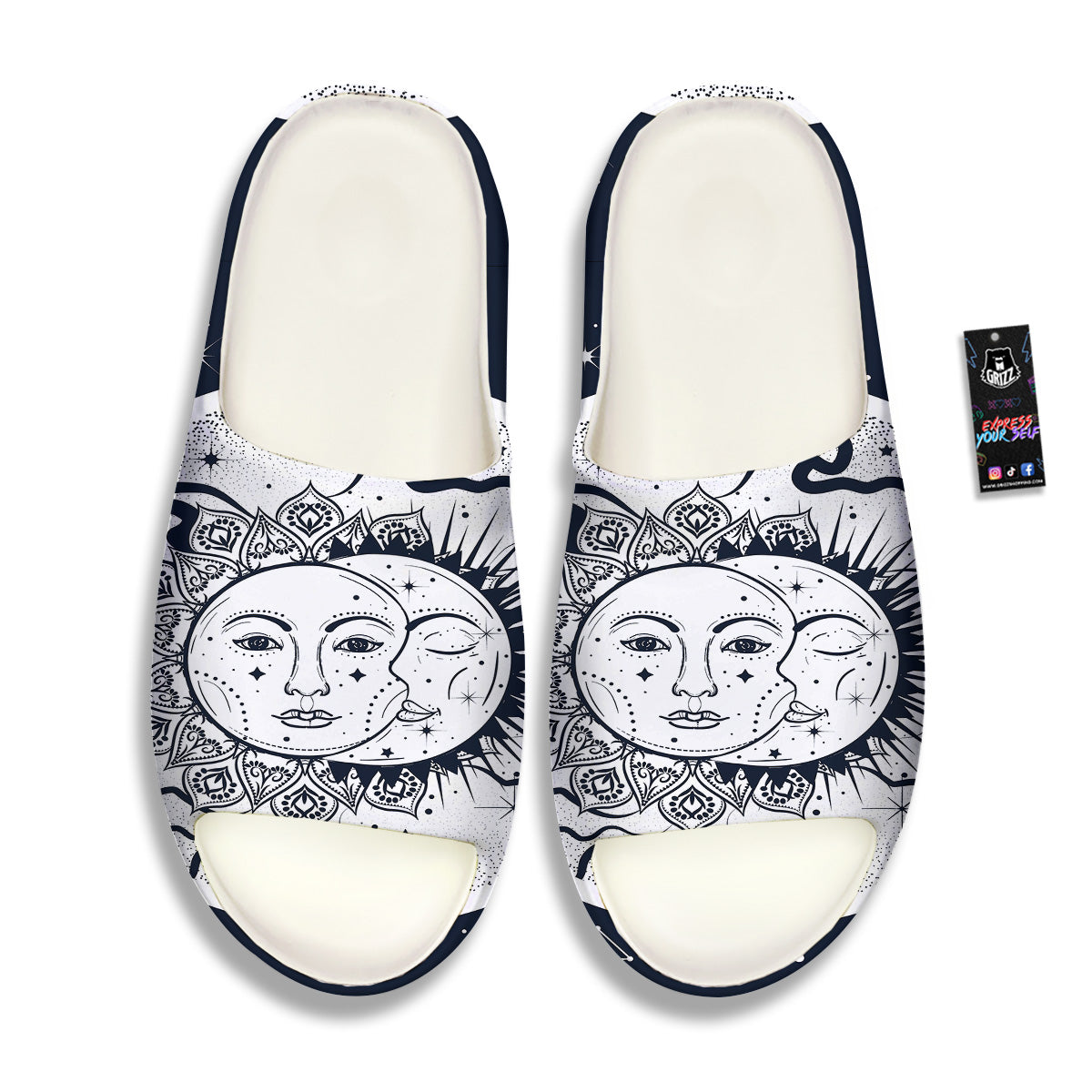 Sun And Moon Bohemian Celestial Print Sandals-grizzshop