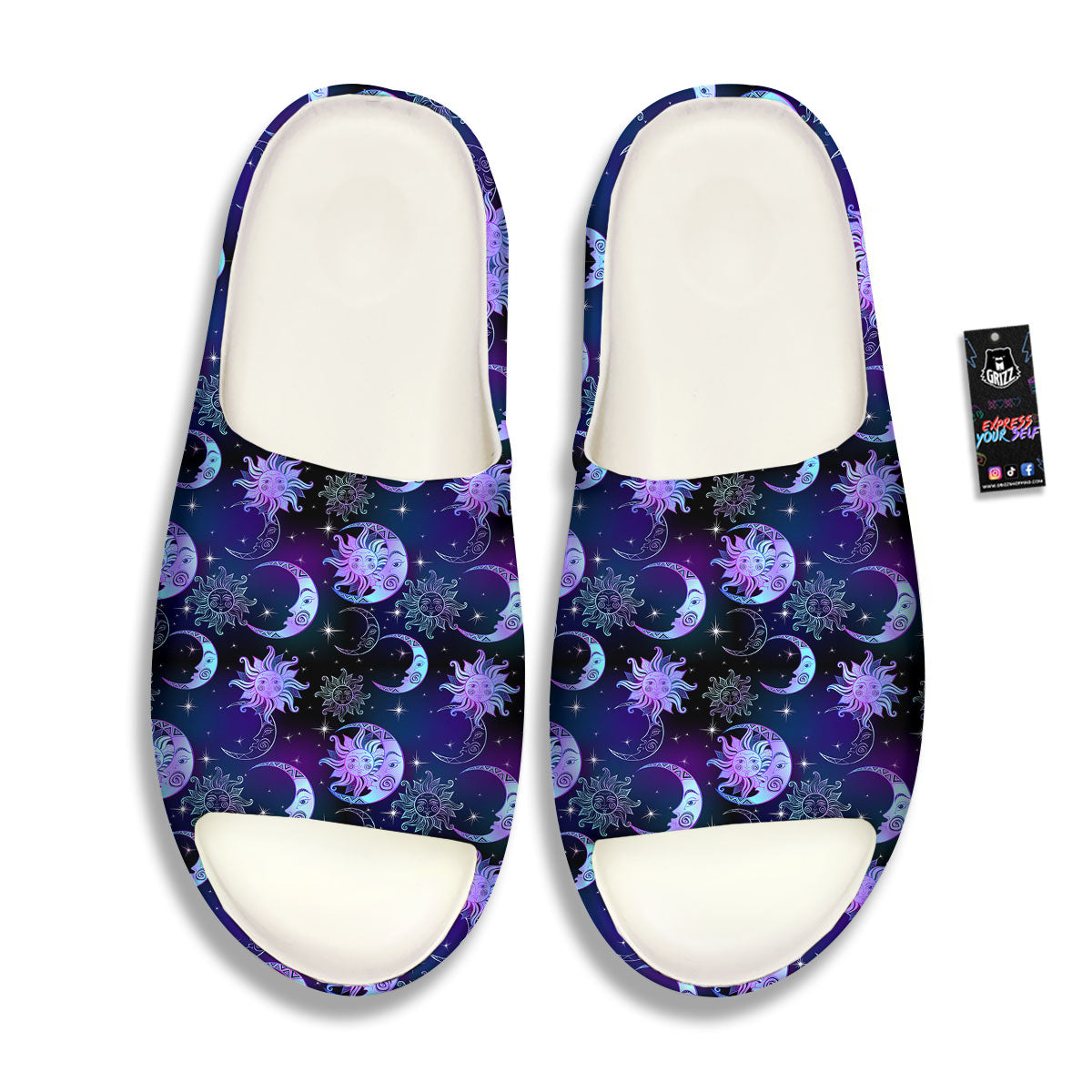 Sun And Moon Galaxy Celestial Print Sandals-grizzshop
