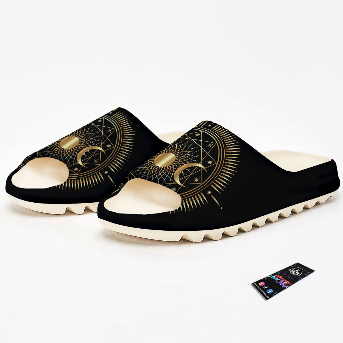 Sun And Moon Geometric Celestial Print Sandals-grizzshop