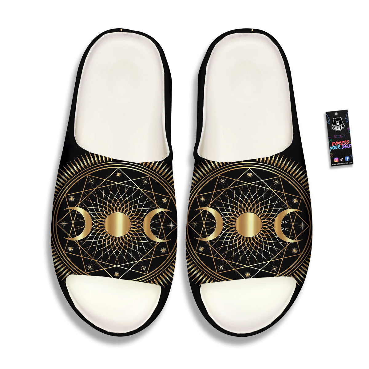Sun And Moon Geometric Celestial Print Sandals-grizzshop