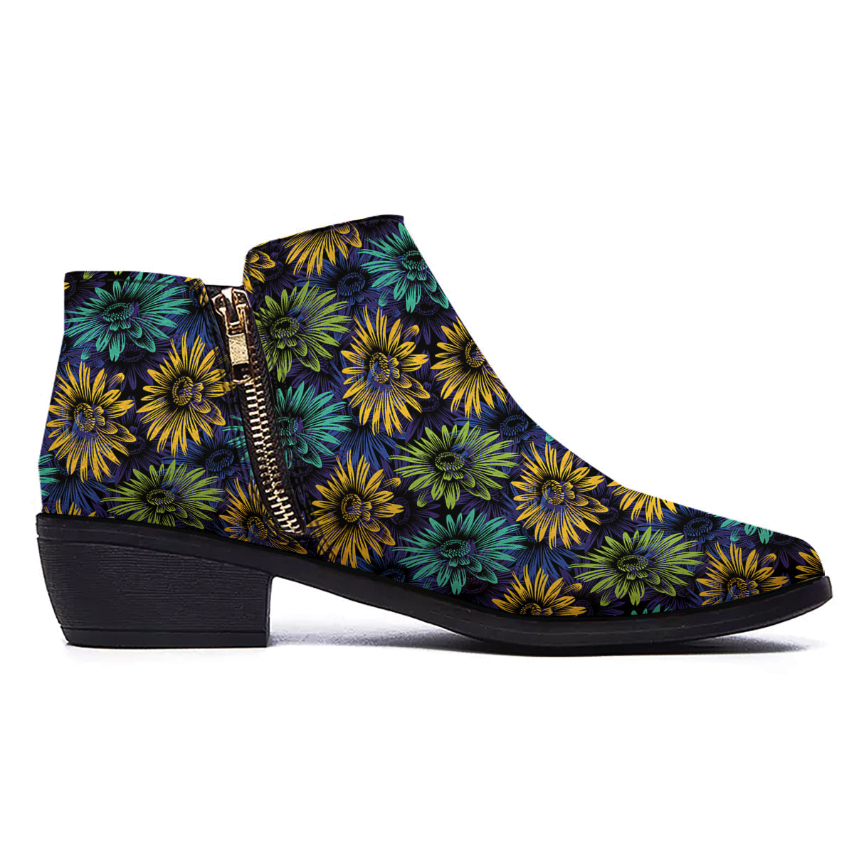 Sunflower Abstract Print Pattern Ankle Boots-grizzshop
