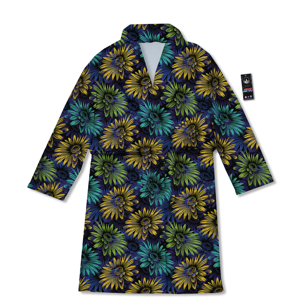 Sunflower Abstract Print Pattern Bathrobe-grizzshop