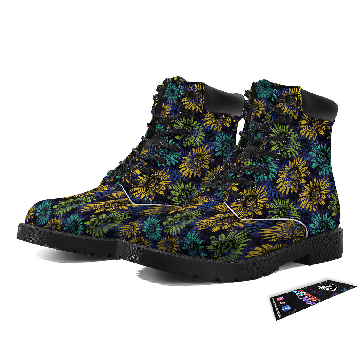 Sunflower Abstract Print Pattern Boots-grizzshop