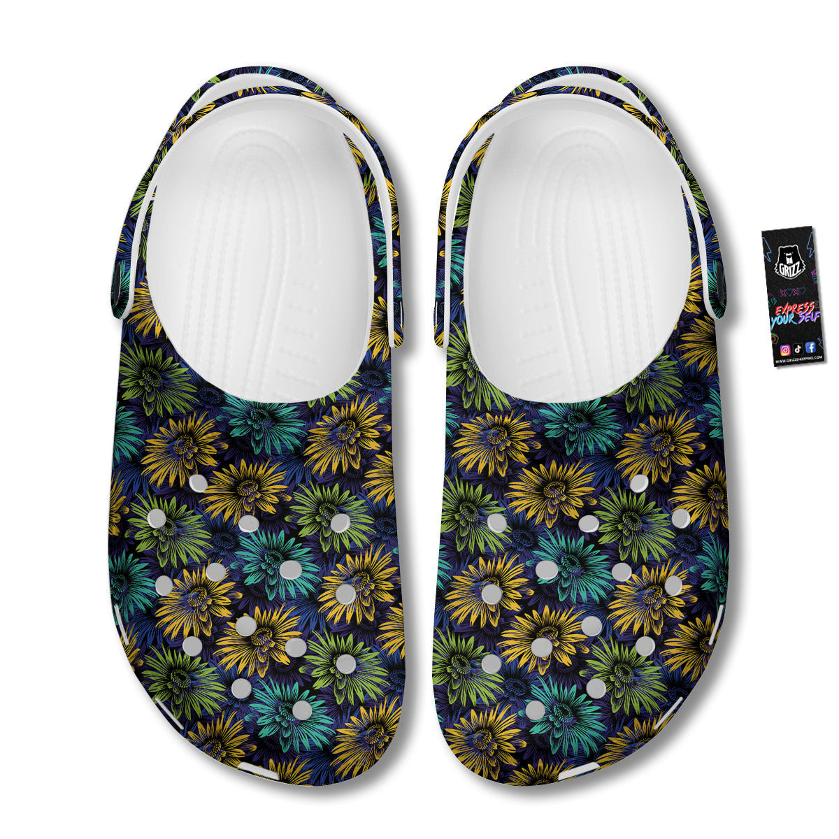 Sunflower Abstract Print Pattern Clog-grizzshop