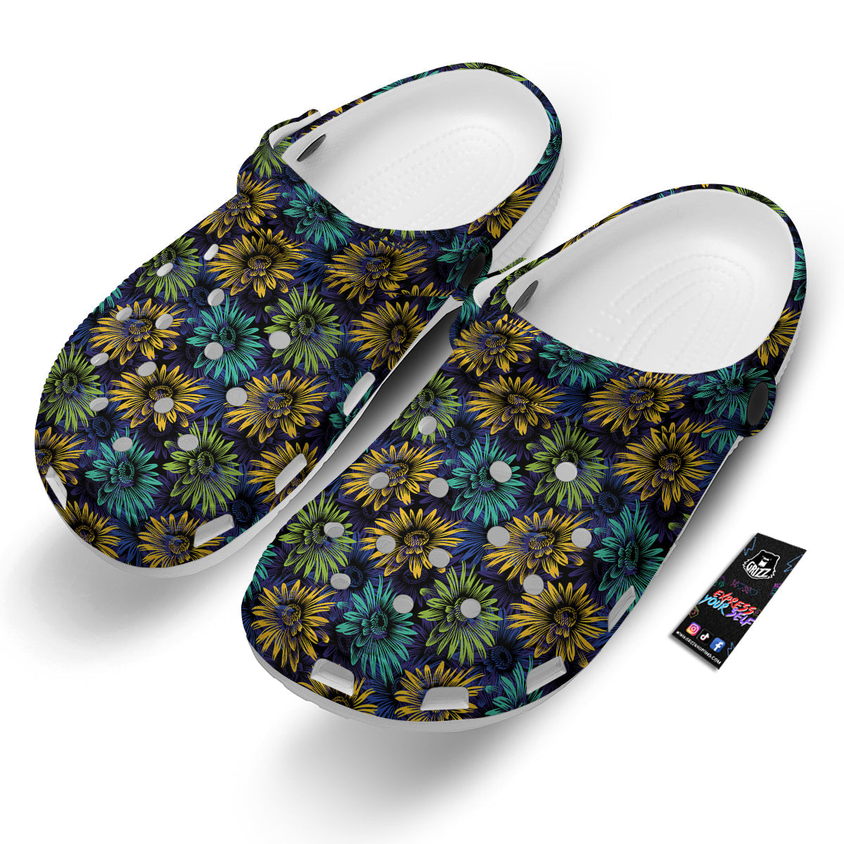 Sunflower Abstract Print Pattern Clog-grizzshop