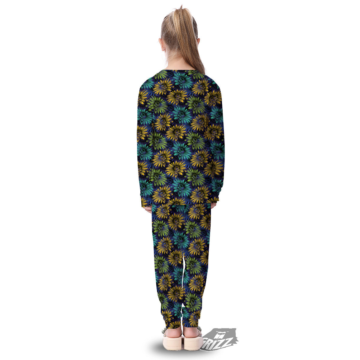 Sunflower Abstract Print Pattern Kid's Pajamas-grizzshop