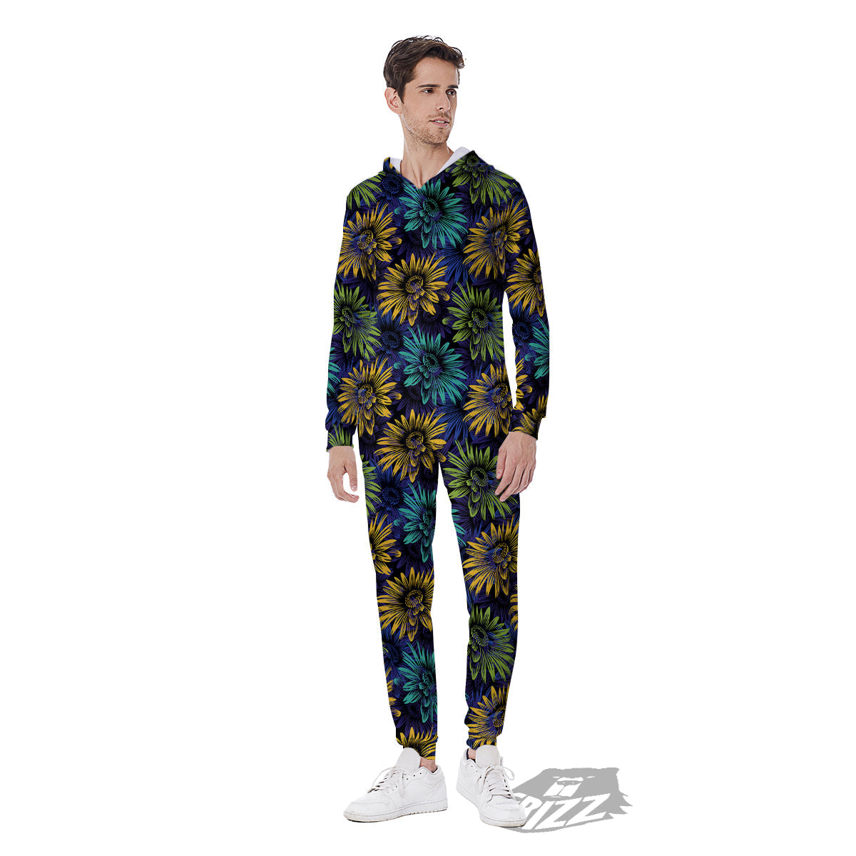 Sunflower Abstract Print Pattern Men's Jumpsuit-grizzshop
