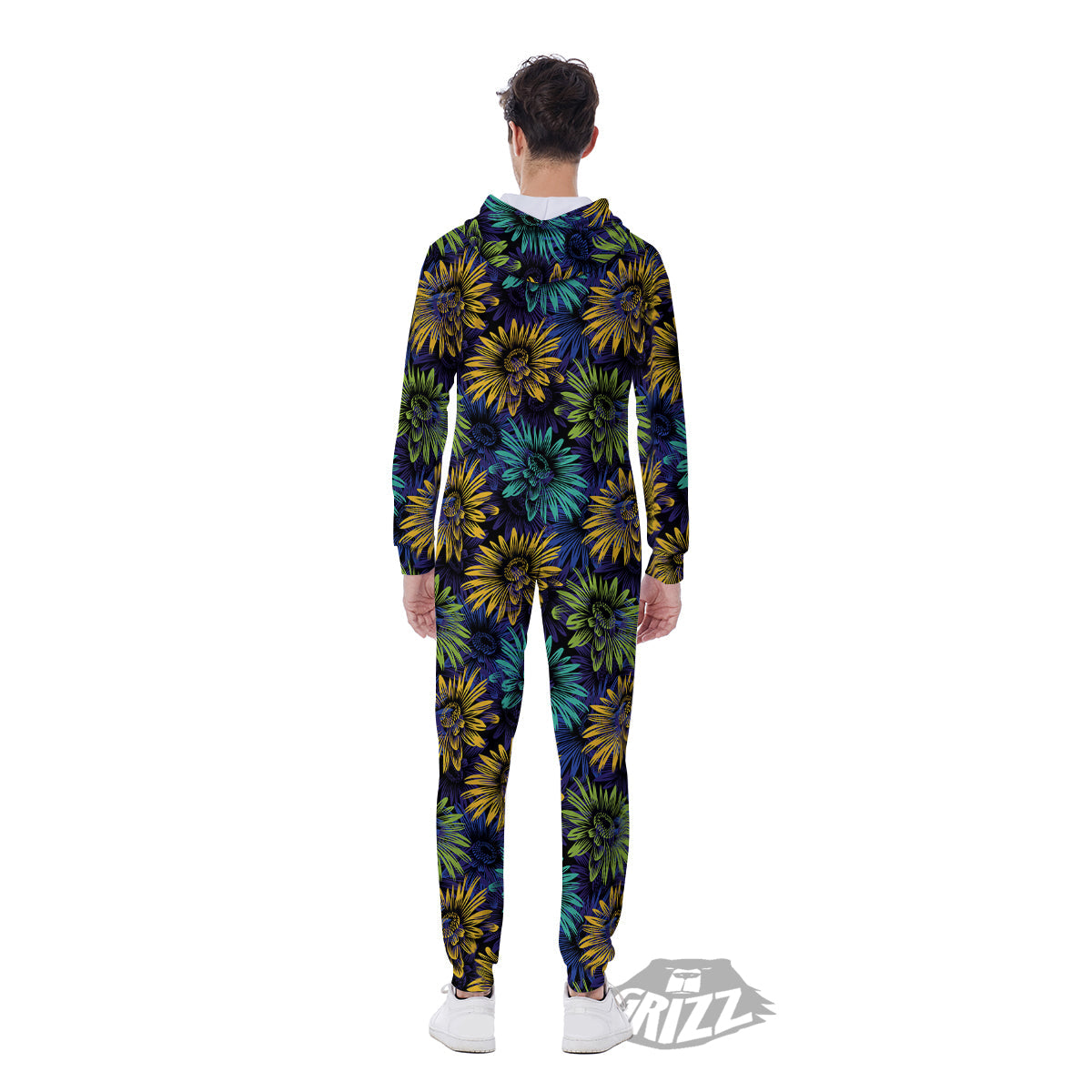Sunflower Abstract Print Pattern Men's Jumpsuit-grizzshop