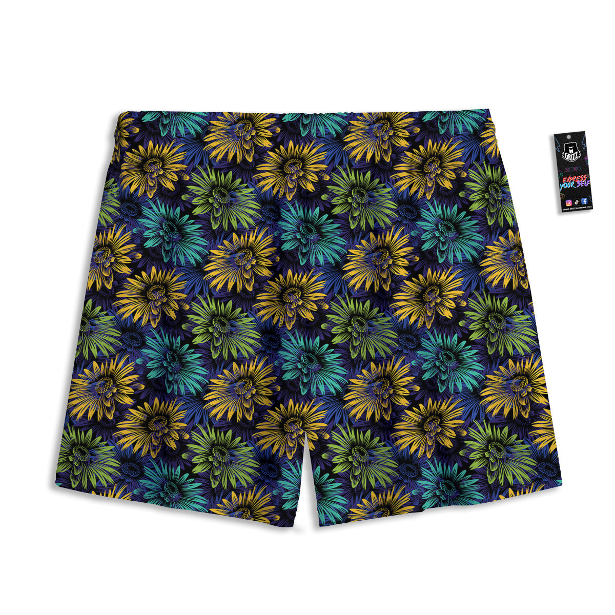 Sunflower Abstract Print Pattern Mesh Shorts-grizzshop