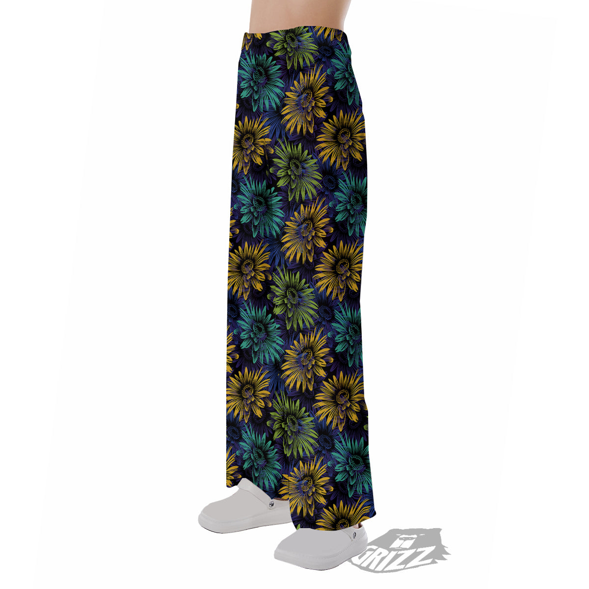 Sunflower Abstract Print Pattern Pajama Pants-grizzshop
