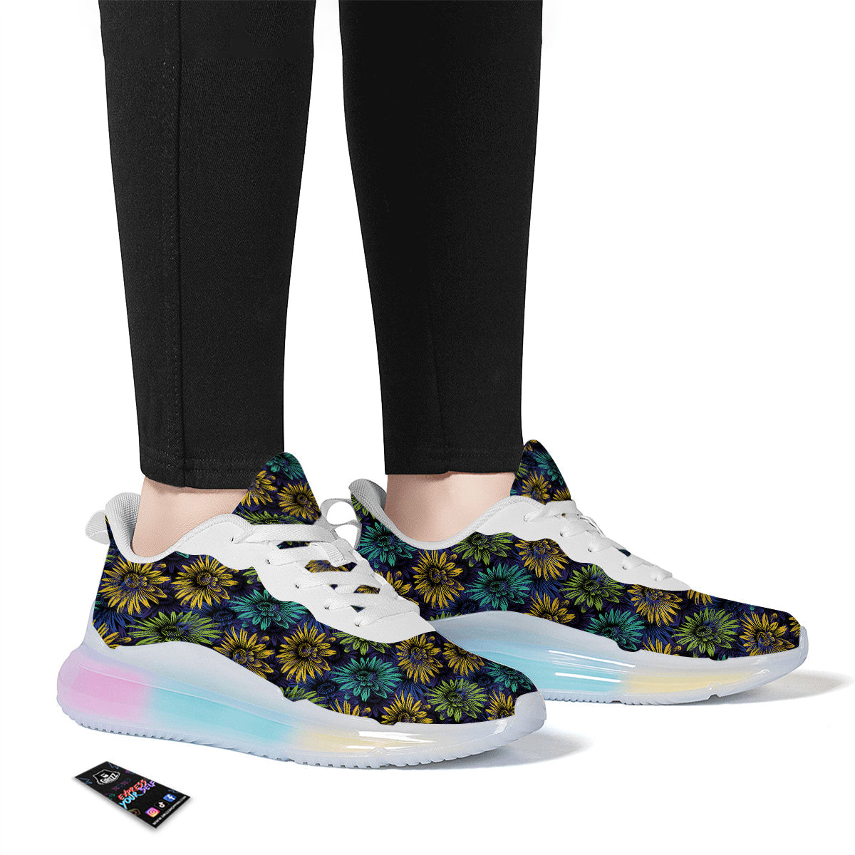 Sunflower Abstract Print Pattern Running Sneakers-grizzshop