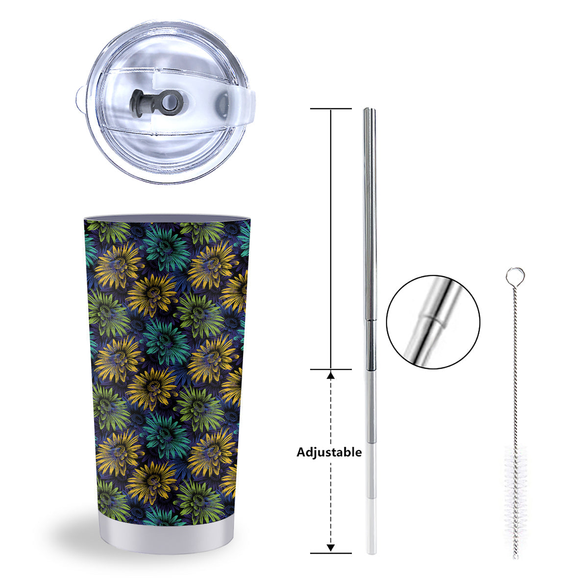 Sunflower Abstract Print Pattern Tumbler-grizzshop