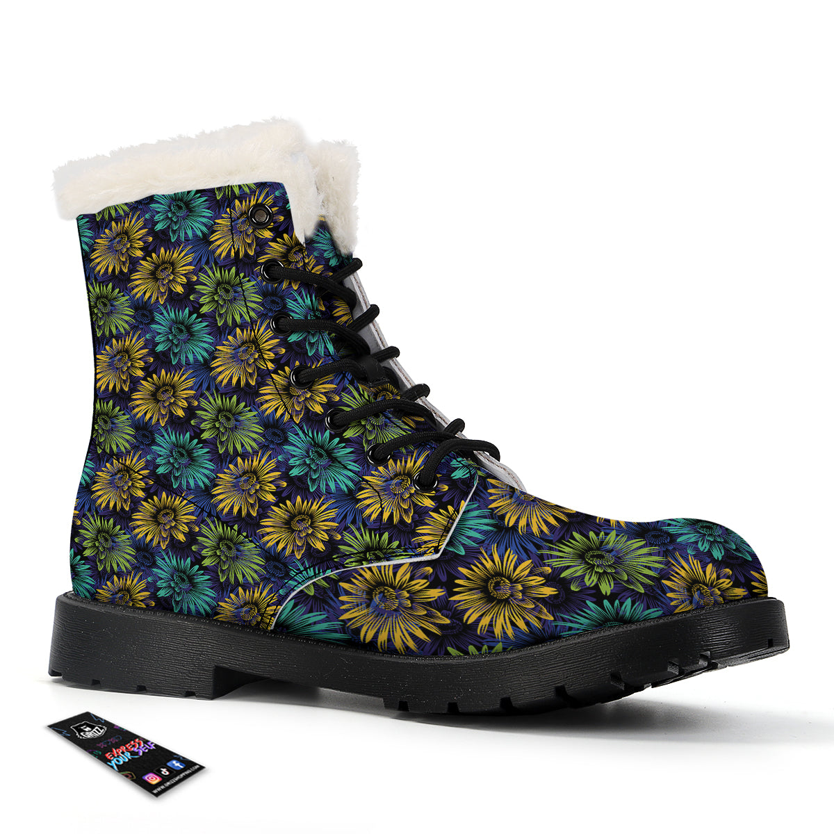 Sunflower Abstract Print Pattern Winter Boots-grizzshop