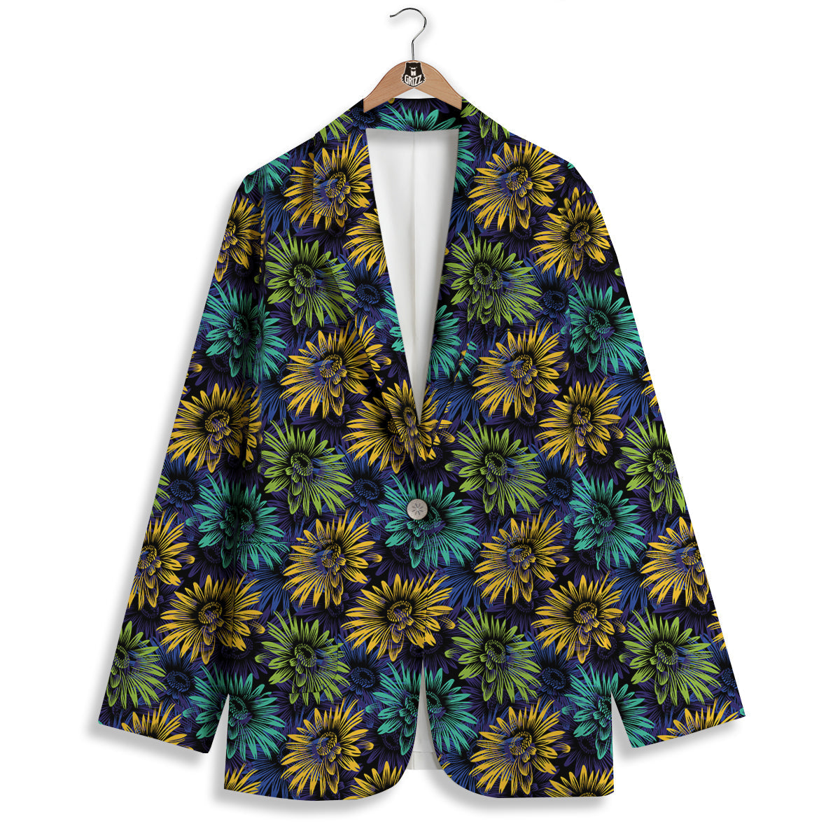 Sunflower Abstract Print Pattern Women's Blazer-grizzshop