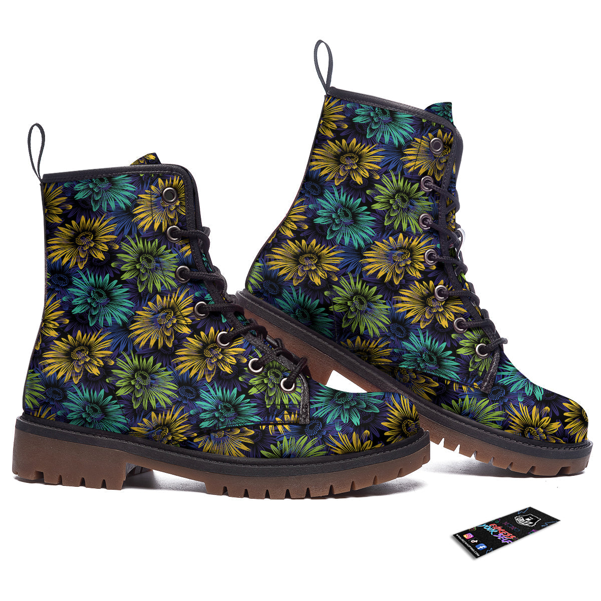 Sunflower Abstract Print Pattern Work Boots-grizzshop