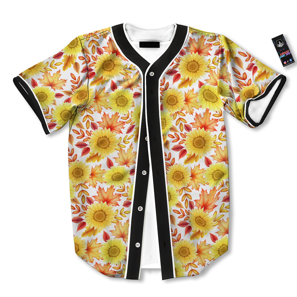 Sunflower Autumn Print Pattern Baseball Jersey-grizzshop