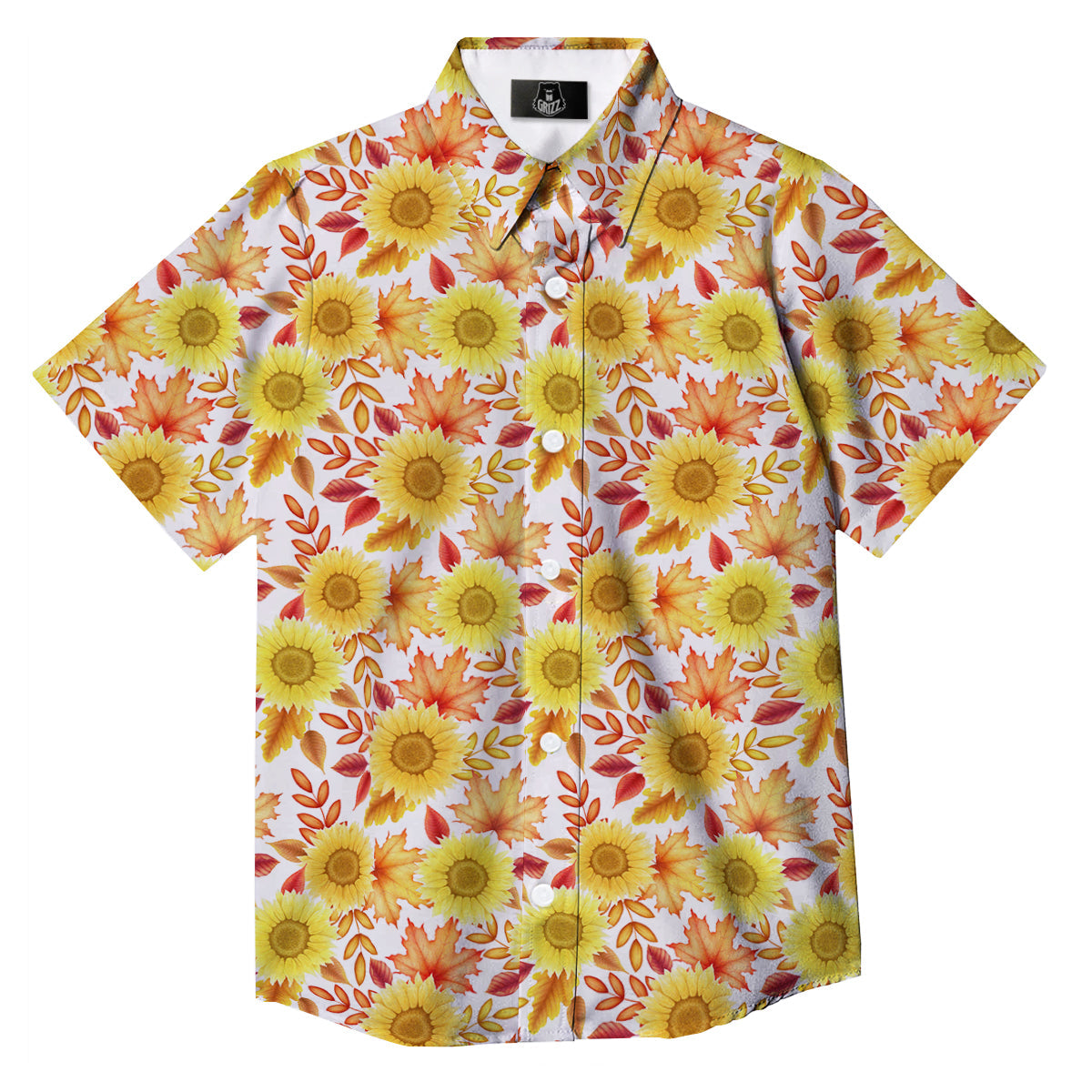 Sunflower Autumn Print Pattern Button Up Shirt-grizzshop