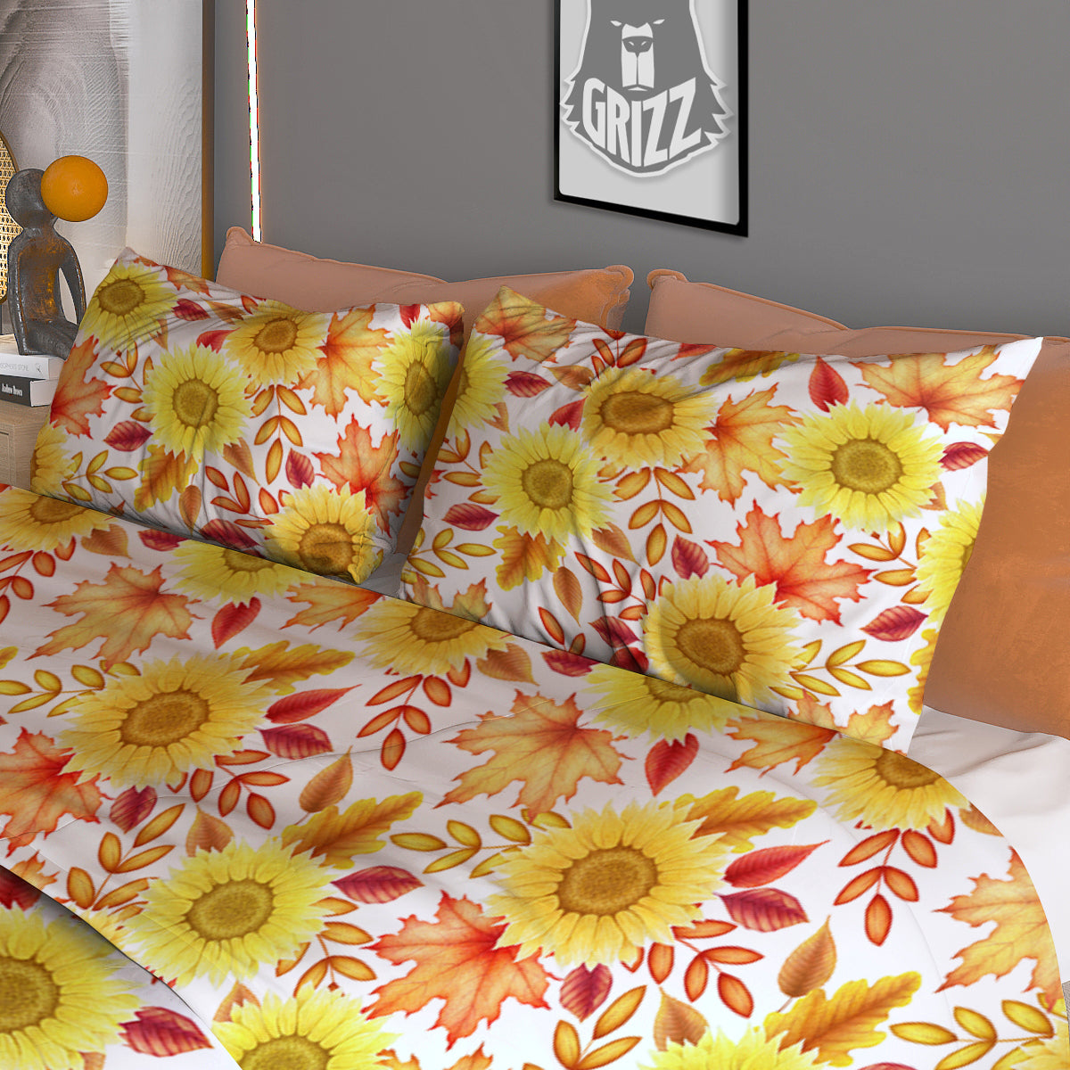 Sunflower Autumn Print Pattern Duvet Cover Bedding Set