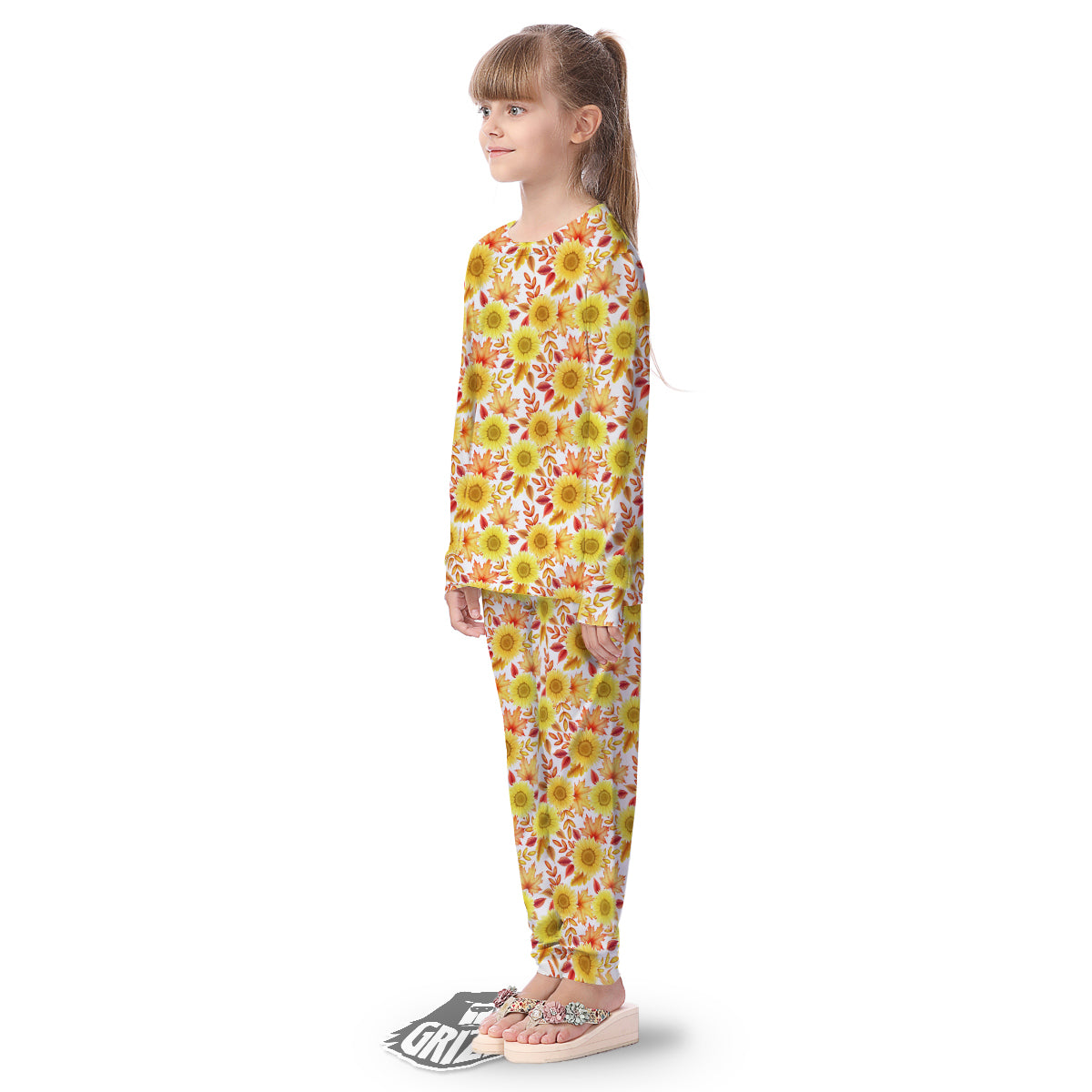 Sunflower Autumn Print Pattern Kid's Pajamas-grizzshop
