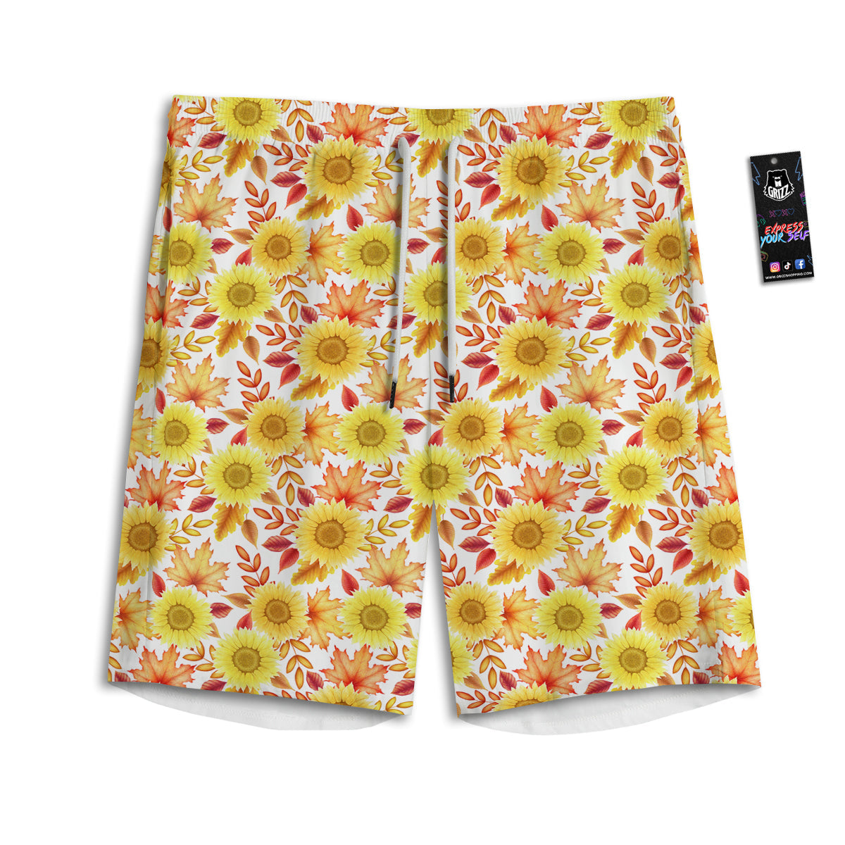 Sunflower Autumn Print Pattern Men's Athletic Shorts